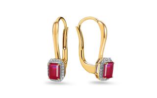 Zlaté rubínové náušnice 0,81 ct s briliantmi Ellie KU1658RN