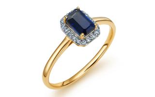 Zlatý briliantový prsteň so zafírom KU1658Z
