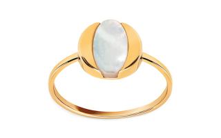 Zlatý dámsky prsteň s bielou perleťou IZ24360