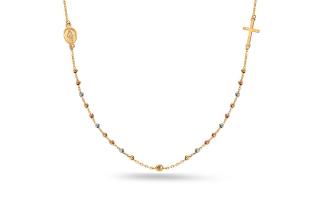 Zlatý dámsky trojfarebný náhrdelník Ruženec IZ24612AYM
