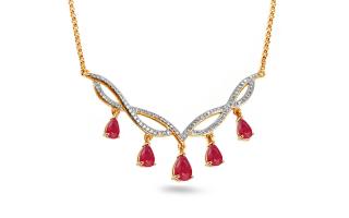 Zlatý diamantový náhrdelník s rubínmi Edlin 0.220 ct IZBR090R