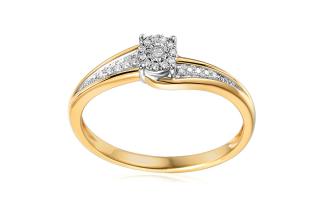 Zlatý diamantový zásnubný prsteň Paris, 14K IZBR246