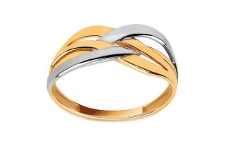 Zlatý dvojfarebný prepletaný prsteň IZ24534
