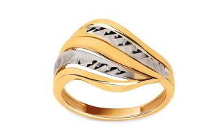 Zlatý dvojfarebný prsteň s gravírovaním IZ27265