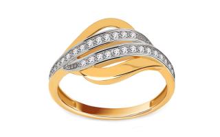 Zlatý dvojfarebný prsteň so zirkónmi IZ27706