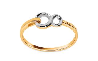 Zlatý kombinovaný prsteň s gravírom Nekonečno IZ24711