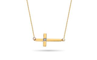Zlatý náhrdelník s diamantom krížik 0.005 ct Faith BSBR122