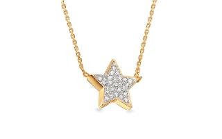 Zlatý náhrdelník s hviezdou vykladanou diamantmi 0.050 ct IZBR533