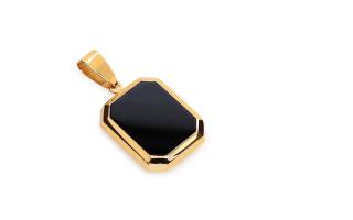 Zlatý obdĺžnikový prívesok s čiernym achátom Maeve IZ24559