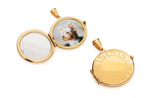 Zlatý okrúhly medailón na fotku s antickým vzorom IZ27167