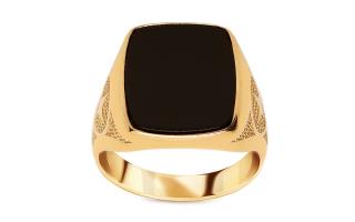 Zlatý pánsky prsteň s ónyxom IZ17017