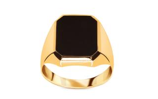 Zlatý pánsky prsteň s prírodným ónyxom IZ22448