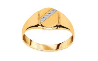 Zlatý pečatný prsteň s gravírovaním, 14K IZ22446