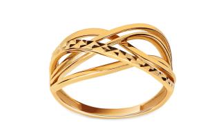 Zlatý prepletaný prsteň s gravírovaním IZ24535