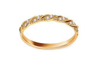 Zlatý prepletaný prsteň so zirkónmi IZ28256