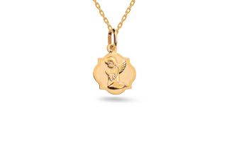Zlatý prívesok medailón s anjelikom IZ6601
