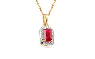 Zlatý prívesok s rubínom a diamantmi 0,010 ct Madalen IZBR582RP