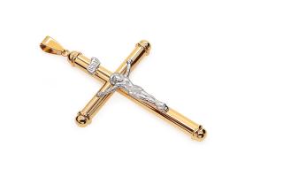 Zlatý prívesok z kombinovaného zlata Ježiš na kríži IZ12306AL