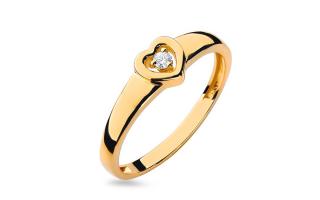 Zlatý prsteň s diamantovým srdiečkom, 14K BSBR003