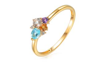 Zlatý prsteň s drahými kameňmi a diamantmi Ruthie IZBR592