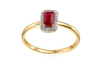 Zlatý prsteň s rubínom a diamantmi 0,010 ct Madalen IZBR582R