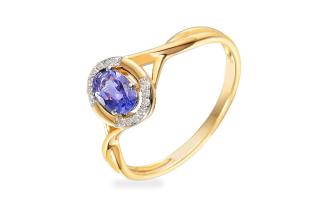 Zlatý prsteň s tanzanitom a diamantmi Kesidy IZBR472
