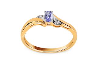 Zlatý prsteň s tanzanitom a diamantmi ROYBR118TZ