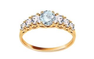 Zlatý prsteň so simulovaným topásom a čírymi zirkónmi IZ21970M