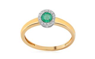 Zlatý prsteň so smaragdom a briliantmi 0.050 ct IZBR092E