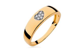 Zlatý prsteň so srdiečkom ozdobeným zirkónmi Bijanka IZ12070