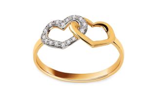 Zlatý prsteň Srdiečka so zirkónmi IZ25934