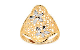 Zlatý prsteň vzorovaný s kvietkom IZ23203