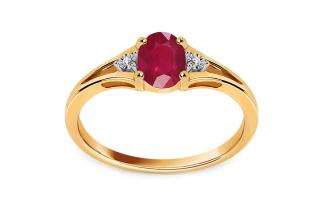 Zlatý rubínový prsteň s diamantmi KU704RBHR