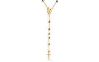 Zlatý trojfarebný náhrdelník ruženec IZ18035F