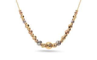 Zlatý trojfarebný náhrdelník s guľôčkami Eloise IZ24605