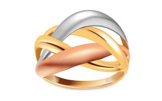 Zlatý trojfarebný prsteň Banessa IZ14826
