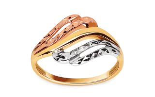 Zlatý trojfarebný prsteň s gravírom IZ9964