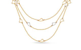 Zlatý trojradový náhrdelník so srdiečkami Cameron IZ24362