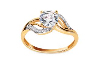 Zlatý zásnubný prsteň so zirkónmi, 14K IZ23558