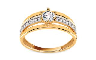 Zlatý zásnubný prsteň so zirkónmi Abril IZ11289