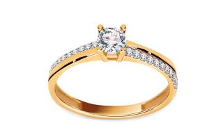 Zlatý zásnubný prsteň so zirkónmi Ireta IZ13775