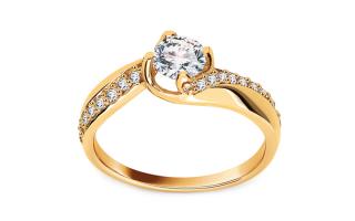 Zlatý zásnubný prsteň so zirkónmi Karina CSRI1306Y