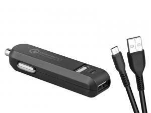 Adaptér do auta Avacom 36W, 2 porty, USB-A, kábel microUSB