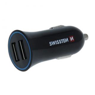 Adaptér do auta SWISSTEN 12W, 2 porty, USB-A, kábel Lighting MFi
