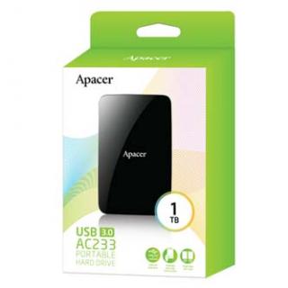 Apacer externý pevný disk, AC233, 2.5", USB 3.0 (3.2 Gen 1), 1TB, AP1TBAC233B-S, čierny