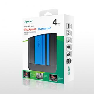 Apacer externý pevný disk, AC633, 2.5", USB 3.0 (3.2 Gen 1), 4TB, AP4TBAC633U-1, modrý, odolný proti otrasom, prachu a vode