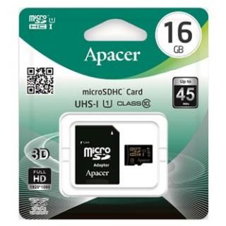 Apacer pamäťová karta Secure Digital Card U1, 16GB, micro SDHC, AP16GMCSH10U1-R, UHS-I U1 (Class 10), s adaptérom