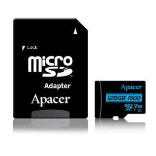 Apacer pamäťová karta Secure Digital Card V30, 128GB, micro SDXC, AP128GMCSX10U7-R, UHS-I U3 (Class 10) V30, s adaptérom