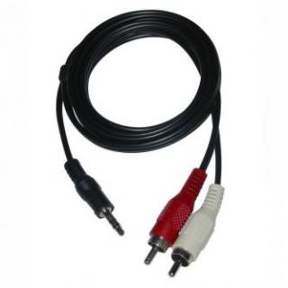 Audio kábel Jack (3.5mm) samec - 2x CINCH samec, 1.5m, čierna, Logo