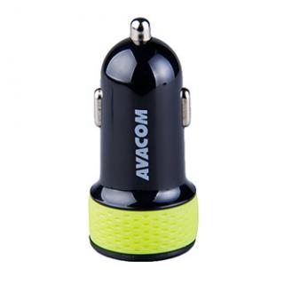 Avacom nabíjačka do auta s dvoma USB výstupmi 5V/1A - 3.1A, čierno-zelená